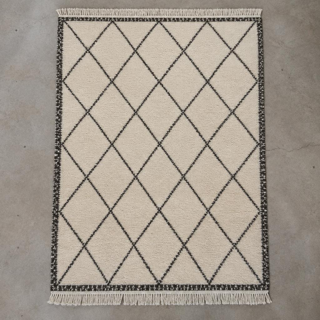 Geometric wool rug after cleaning