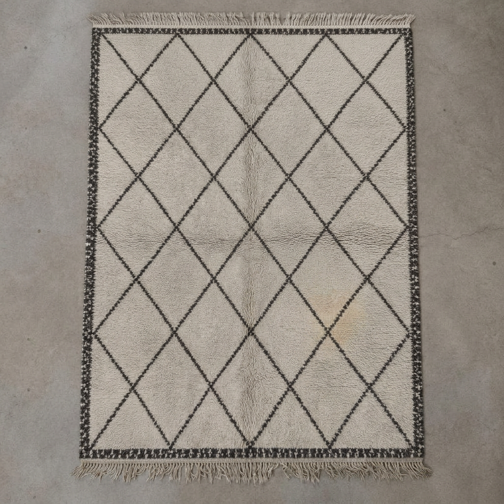 Geometric wool rug before cleaning
